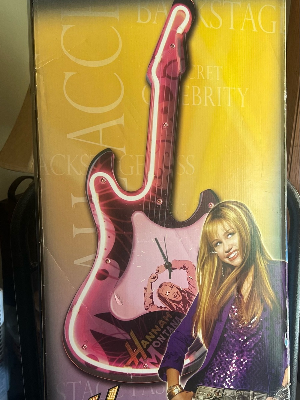 Hannah Neon Pink Guitar Clock